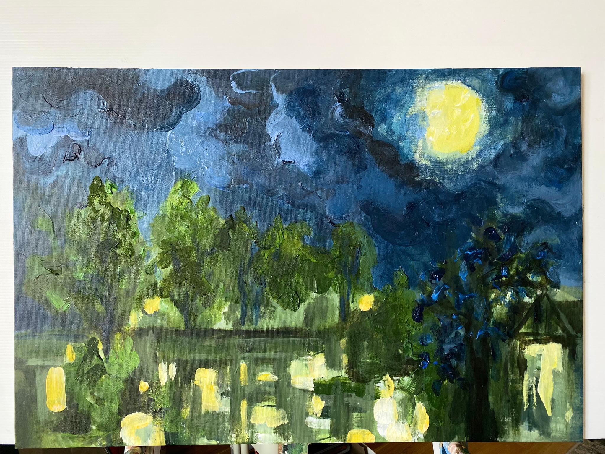 Épreuve peinte à la main#1-Nuit de lune-Artiste britannique récompensé-limité à 2 exemplaires-une seule fois en vente 4