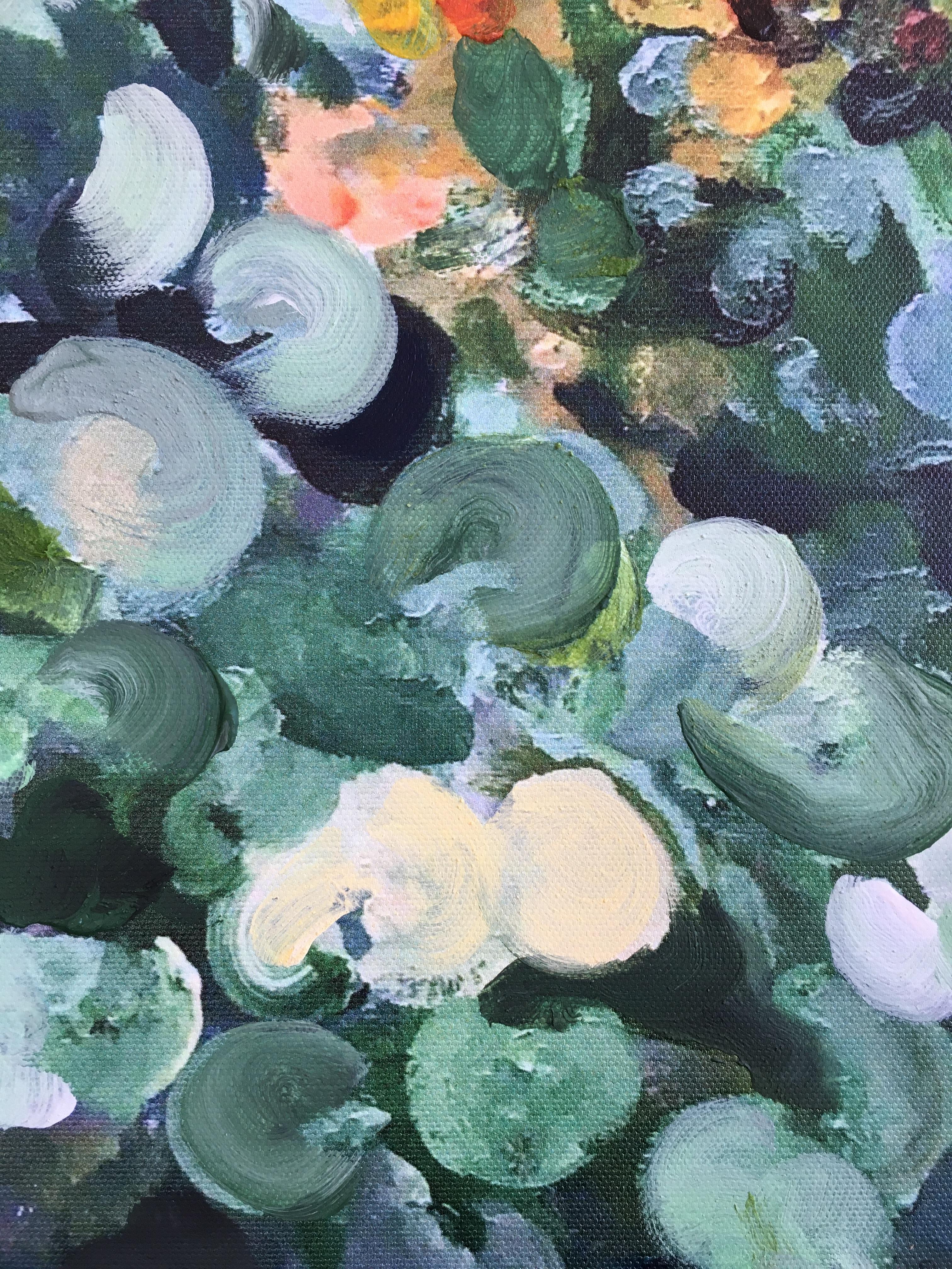« Having a cigarette amongst Green and Blue », peinture à la main, grande toile, édition n° 6 6