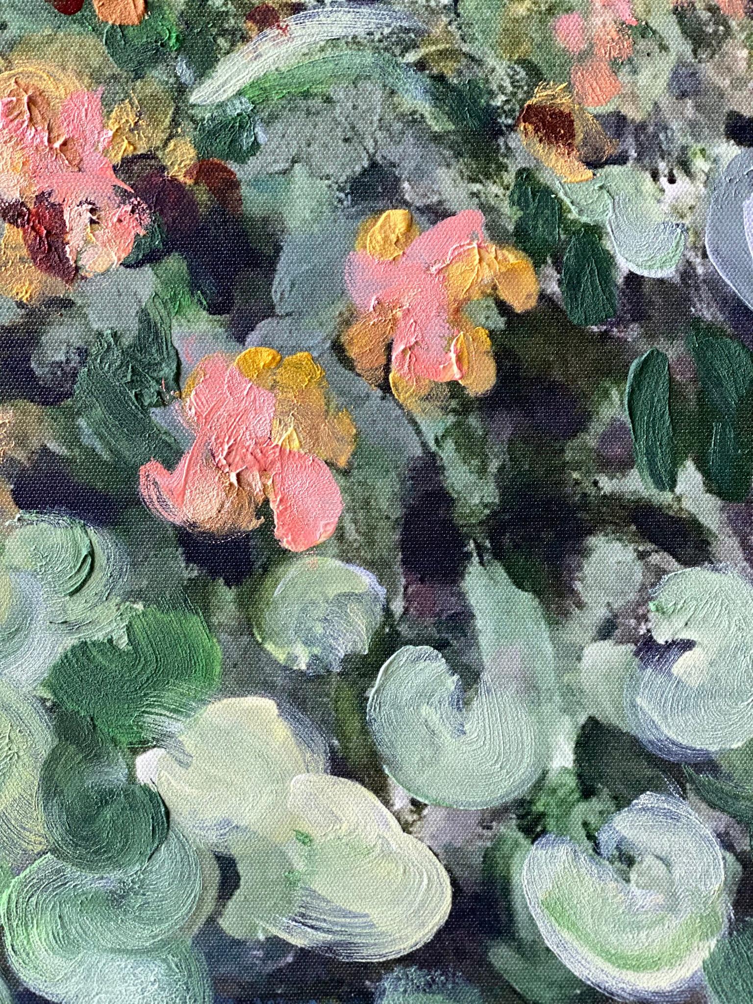 Having a cigarette amongst Green and Blue-hand painted Large CanvasEdition 12/20 For Sale 9