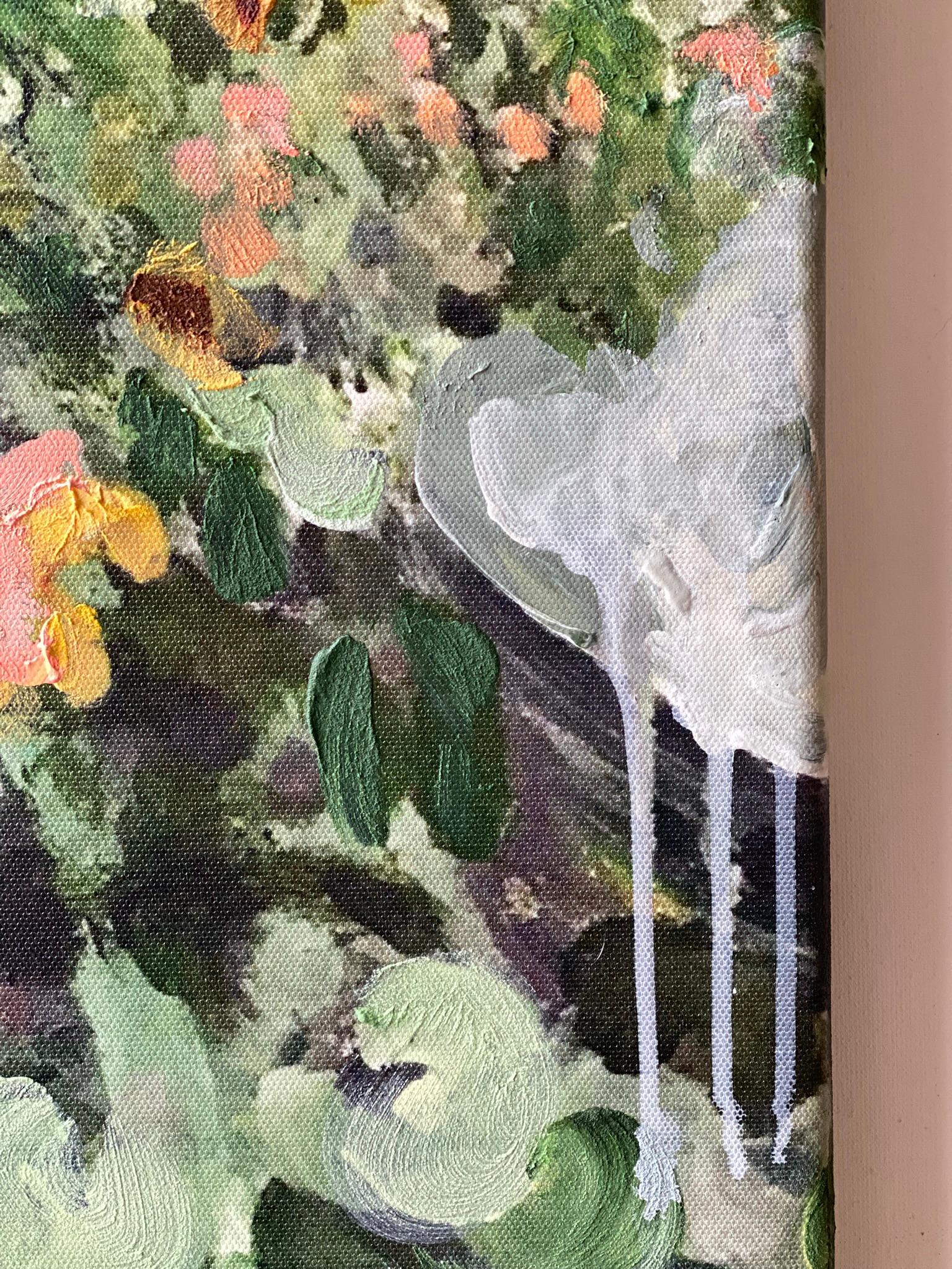 Having a cigarette amongst Green and Blue-hand painted Large CanvasEdition 12/20 For Sale 10