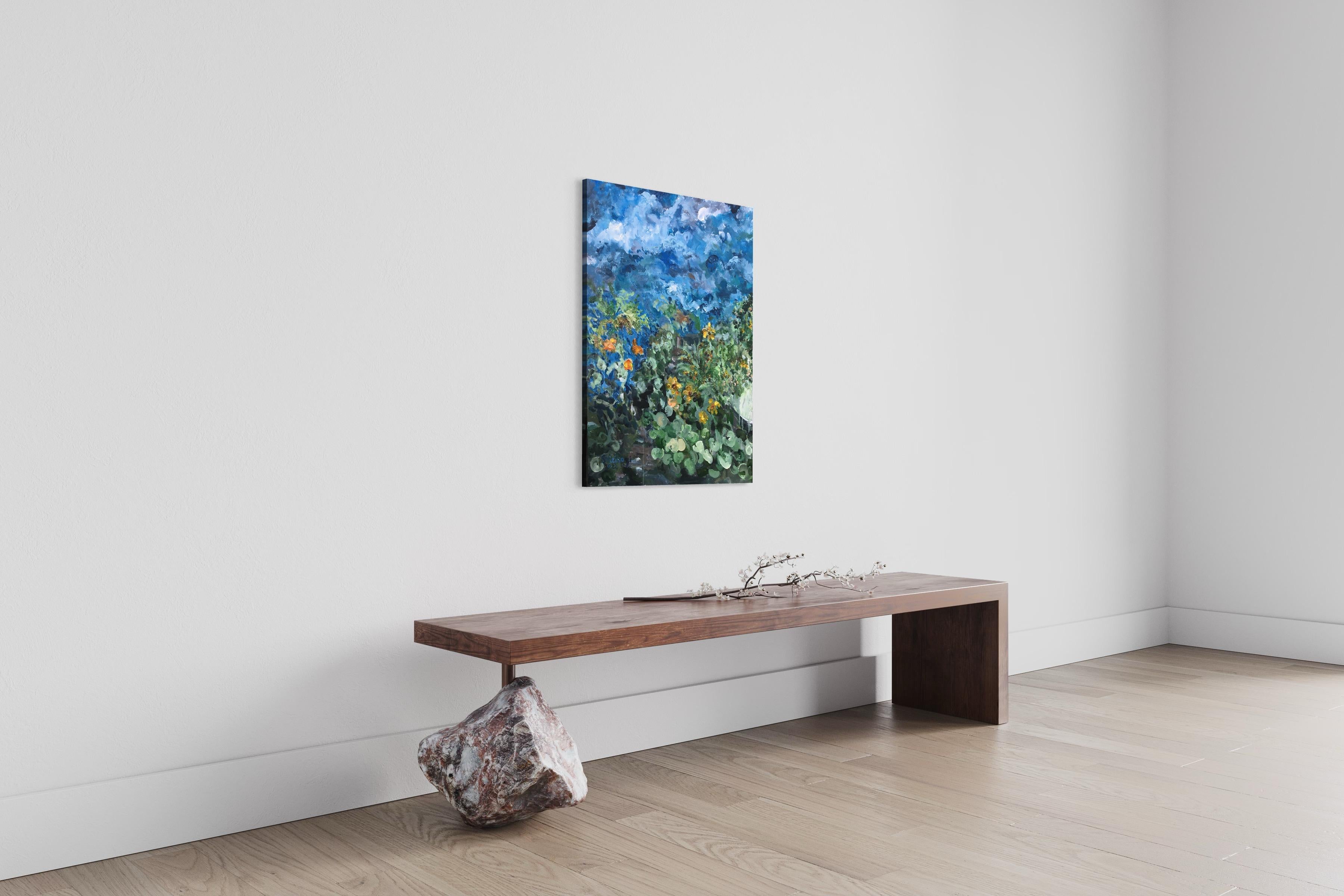 Having a cigarette amongst Green and Blue, Limited hand painted Edition #3 1