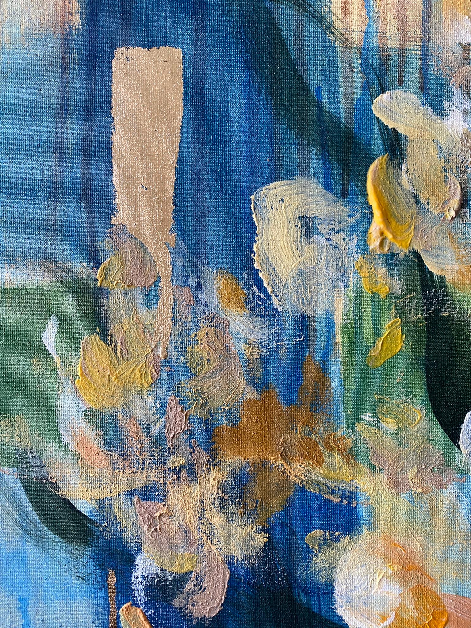 Hand painted Large Artist Proof-Magnolias-Weaver Series-British Awarded Artist - Abstract Expressionist Print by Shizico Yi