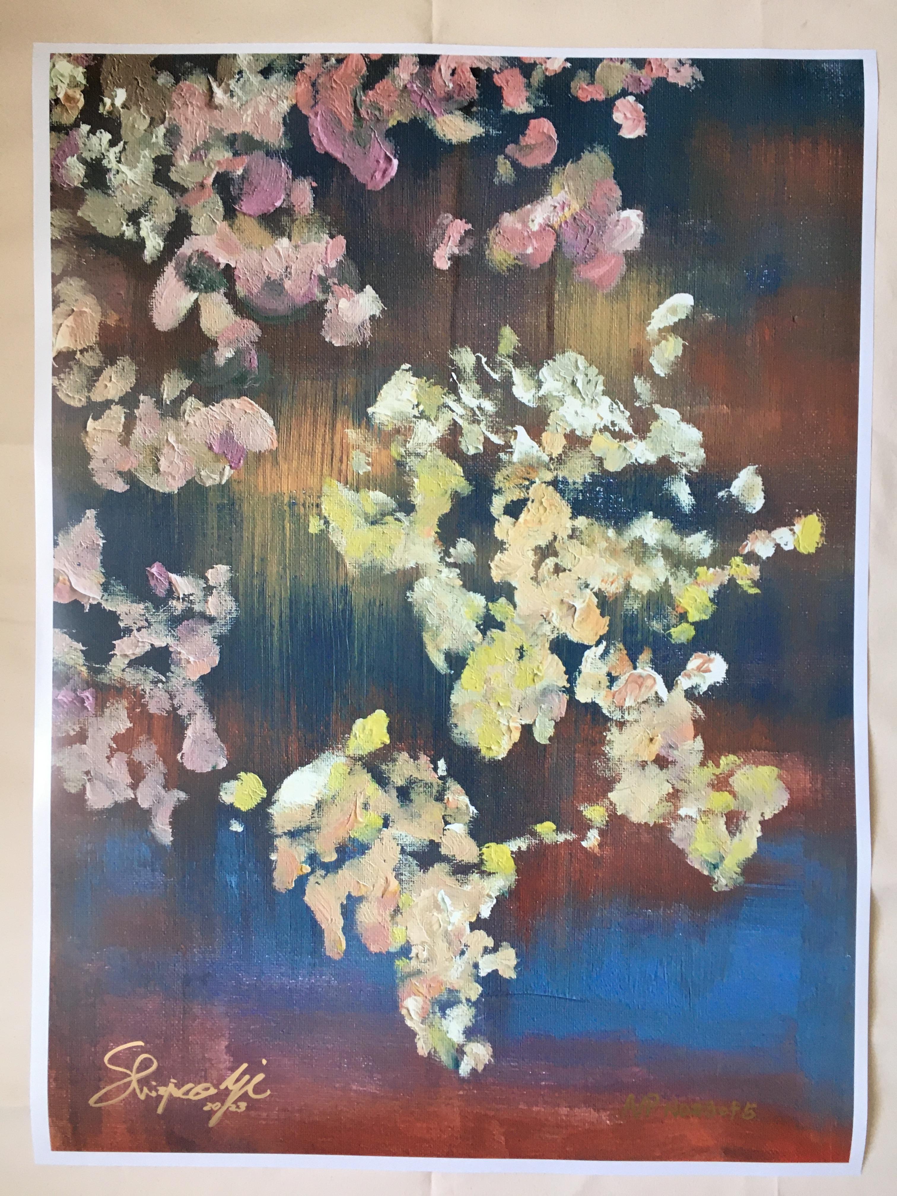 A rare chance to collect the last Proof Edition ( 5 only) by Shizico Yi ; this large size painting would bring impact to your space! ( it's an rare extra large size and the Last proof available, 101 x 76 CM )

-The painting captures the major spring