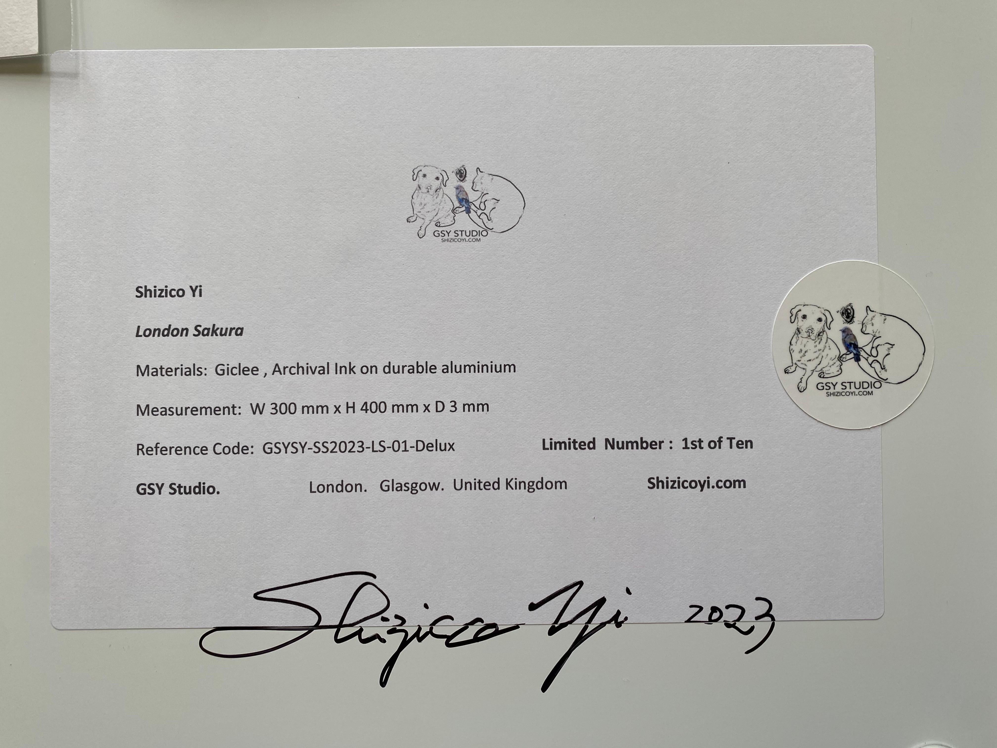 London Sakura-Hand painted Limited Edition-British Awarded Artist-Edition #6/10 - Abstract Impressionist Print by Shizico Yi