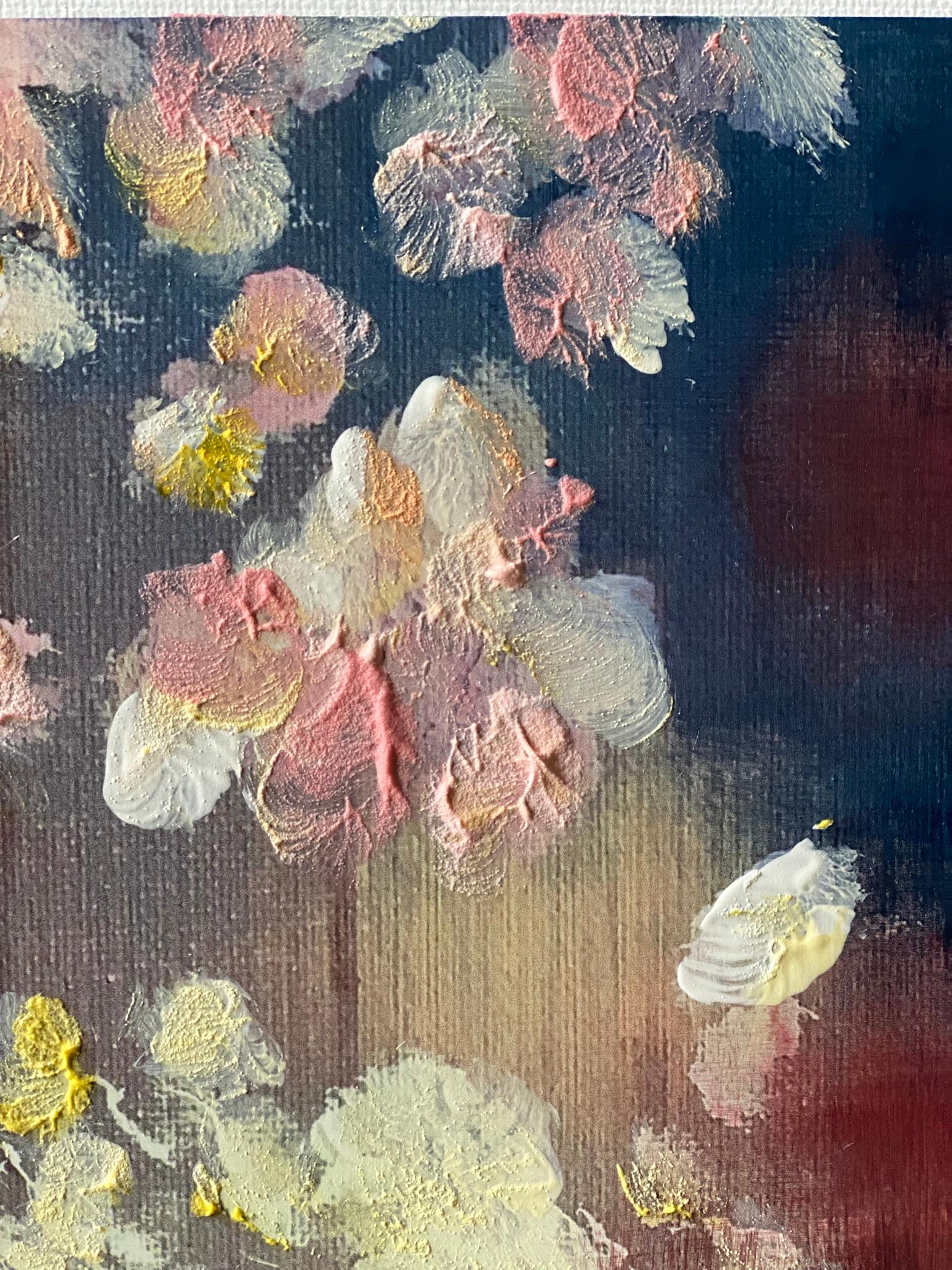 London Sakura-Hand painted Limited Edition-British Awarded Artist-Edition #6/10 - Gray Abstract Print by Shizico Yi