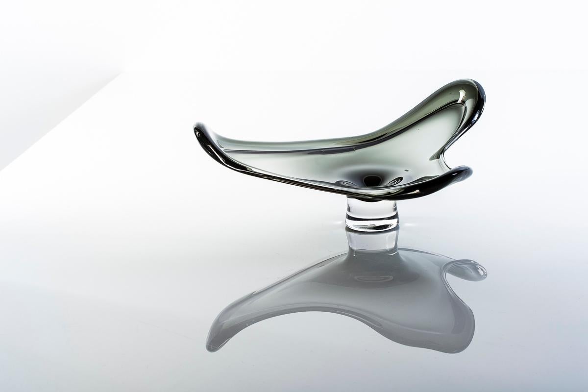 Hand-blown glass design by Kazuki Takizawa. Individually, crafted at KT Glassworks in Los Angeles, California. Each Shizuku (which means water droplet in Japanese) platter is spun out using centrifugal force and the glass's natural ability to take