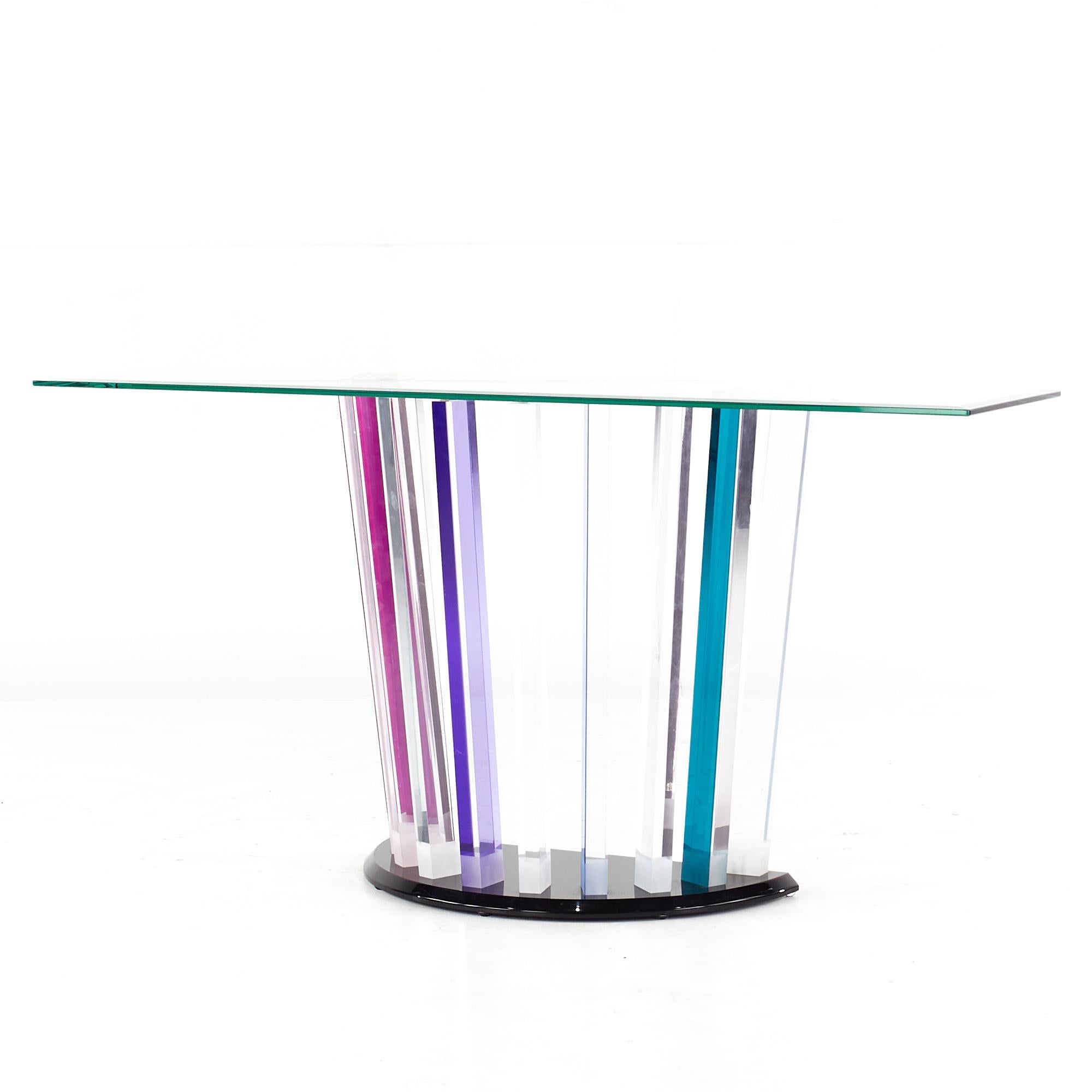 Modern Shlomi Haziza Colored Lucite Glass Top Console Table For Sale