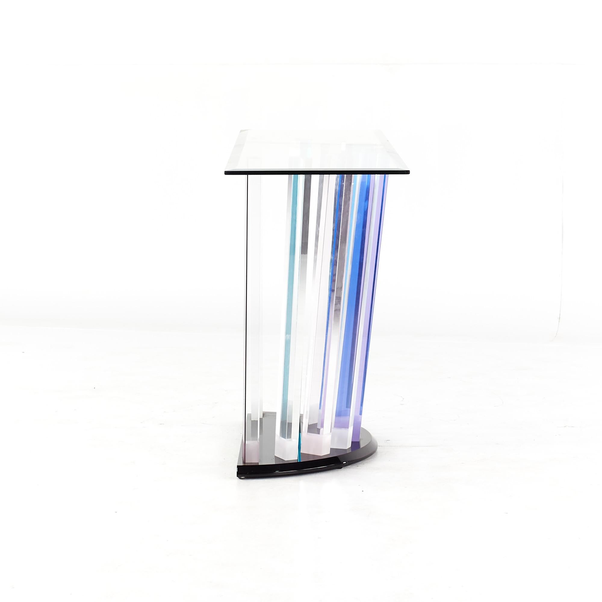 Shlomi Haziza Colored Lucite Glass Top Console Table In Good Condition For Sale In Countryside, IL