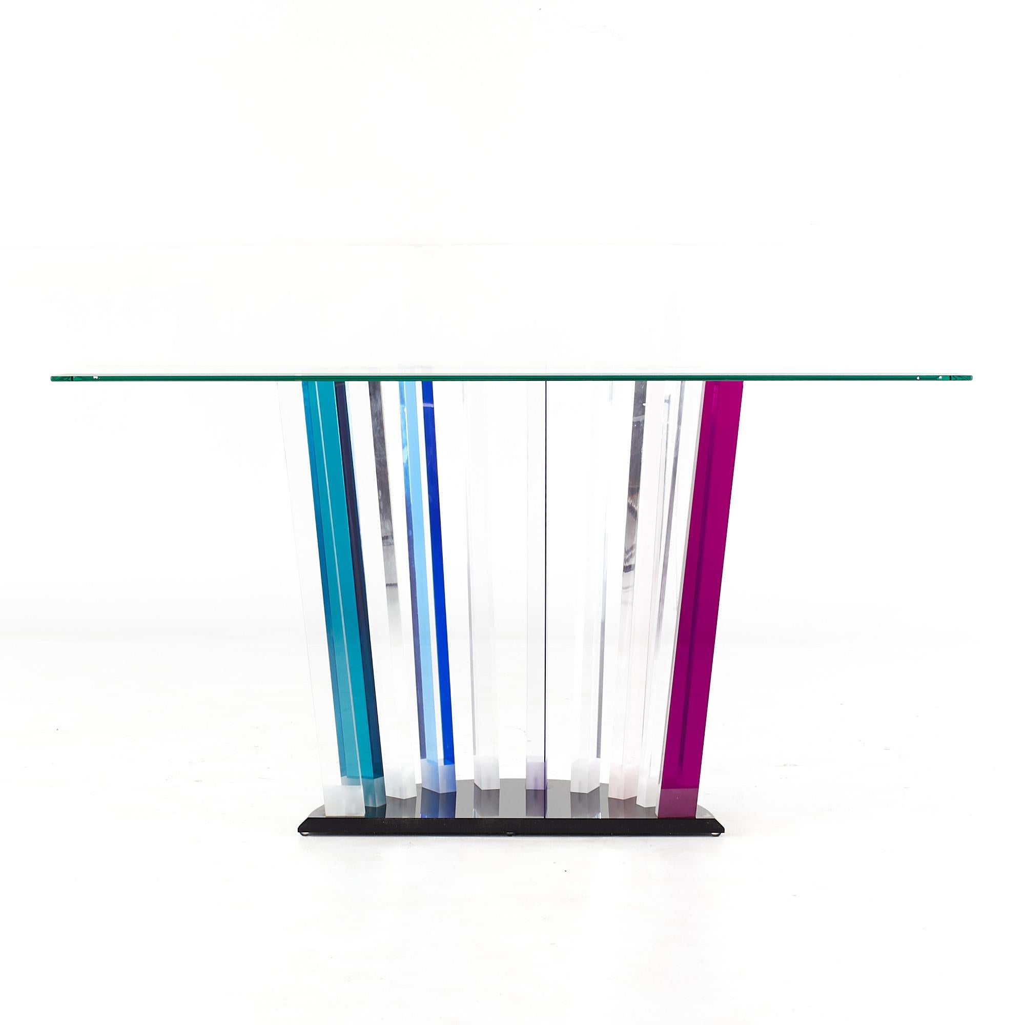 Shlomi Haziza Colored Lucite Glass Top Console Table For Sale 1
