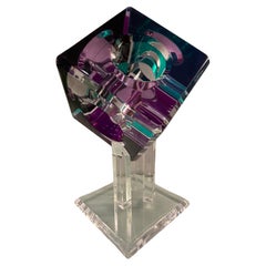 Shlomi Haziza Colorful Lucite Prismatic Modern Table Sculpture