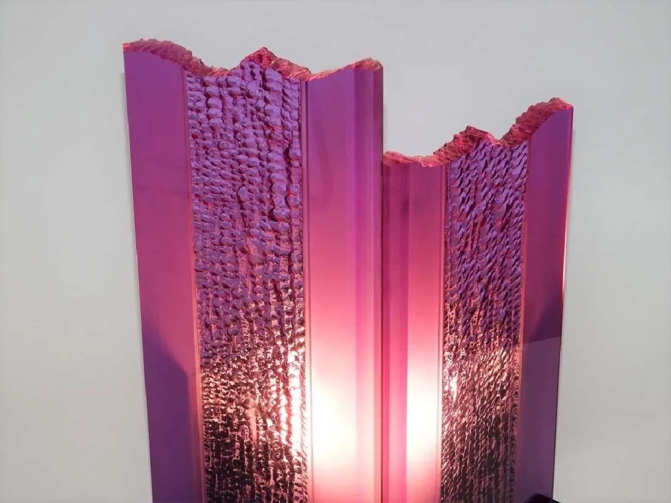 Post-Modern Shlomi Haziza HStudio Los Angeles 1990s Polished & Chipped Lucite Table Lamp 