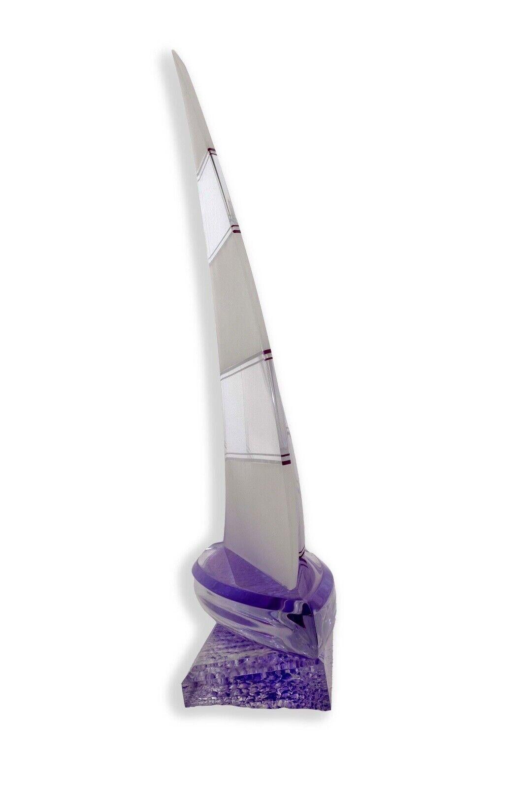 Shlomi Haziza Lucite Purple and Clear Sailboat Sculpture Contemporary Modern In Good Condition For Sale In Keego Harbor, MI