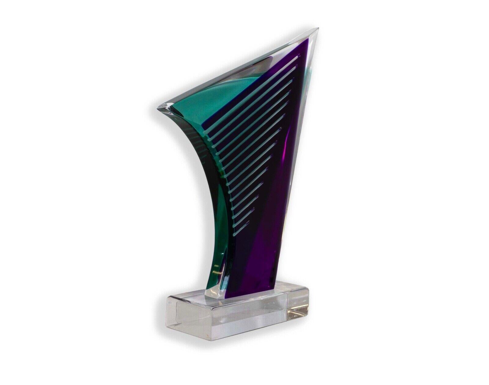 Shlomi Haziza Lucite Purple and Turquoise Abstract Sculpture Contemporary Modern In Good Condition In Keego Harbor, MI