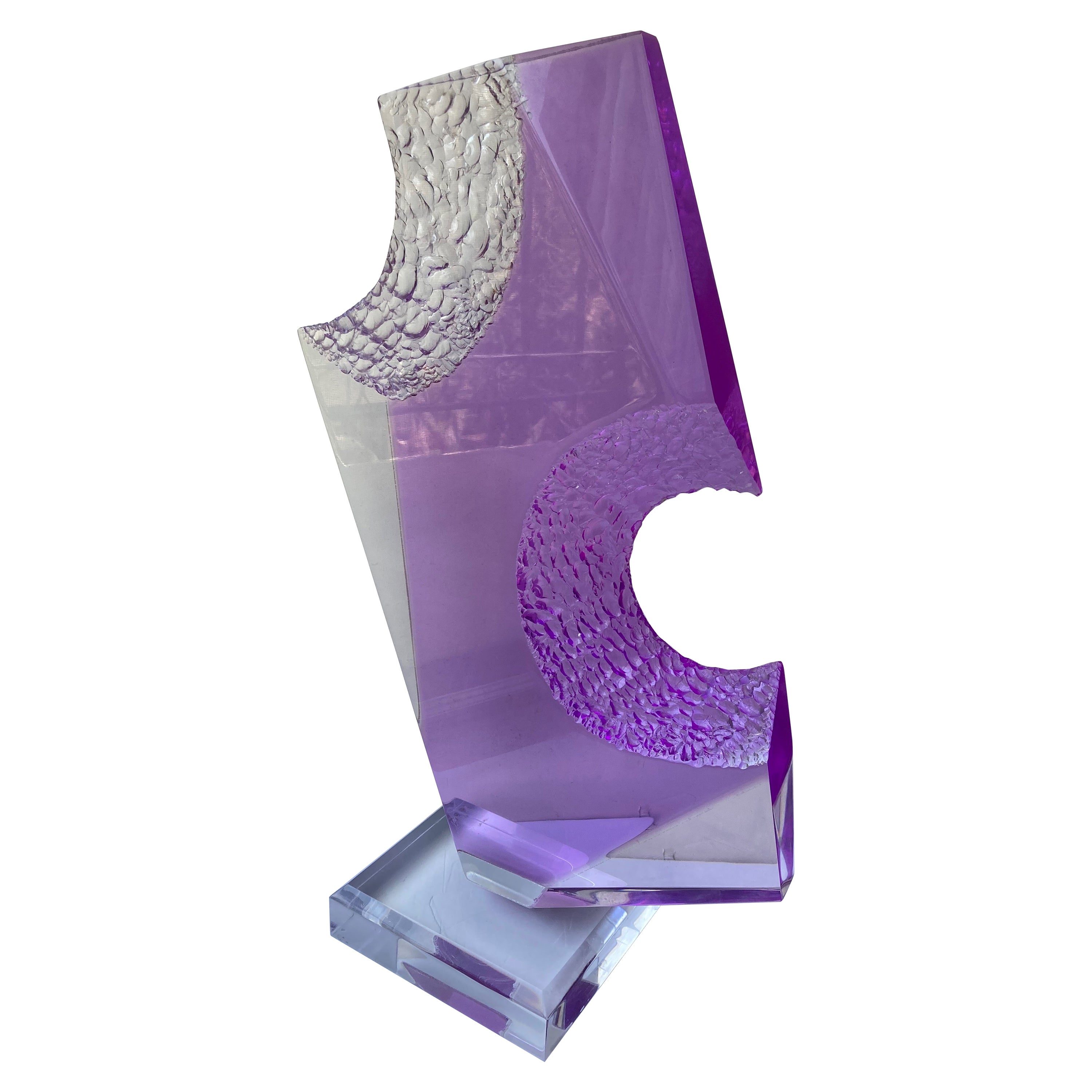 Shlomi Haziza, Lucite / Resin, Dark Lavender / Purple Abstract Sculpture, Signed