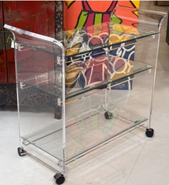 Shlomi Haziza Modern Designer Lucite Acrylic Cocktail Bar Cart