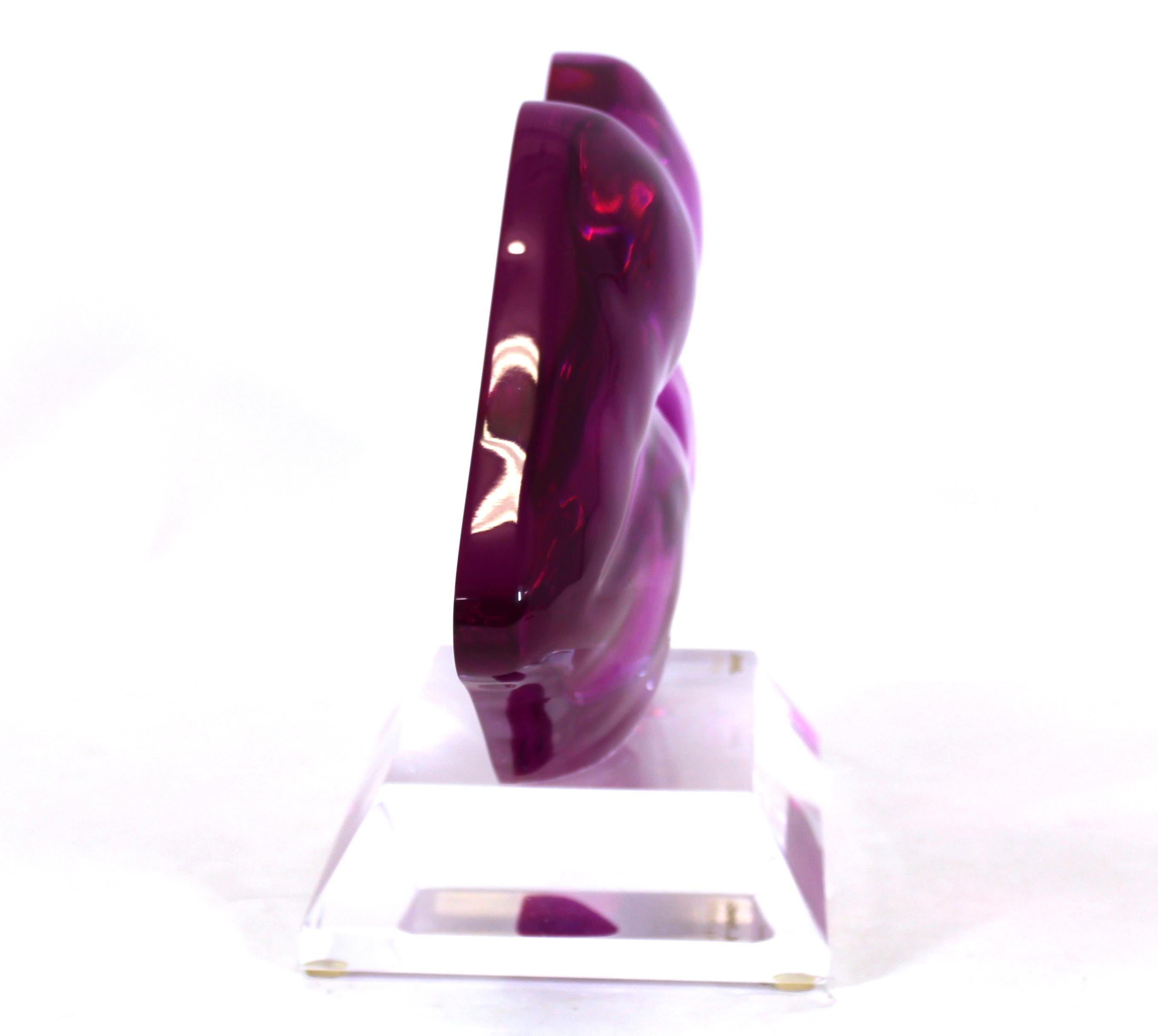 American Shlomi Haziza Modern Lucite Sculpture of Fuchsia Lips