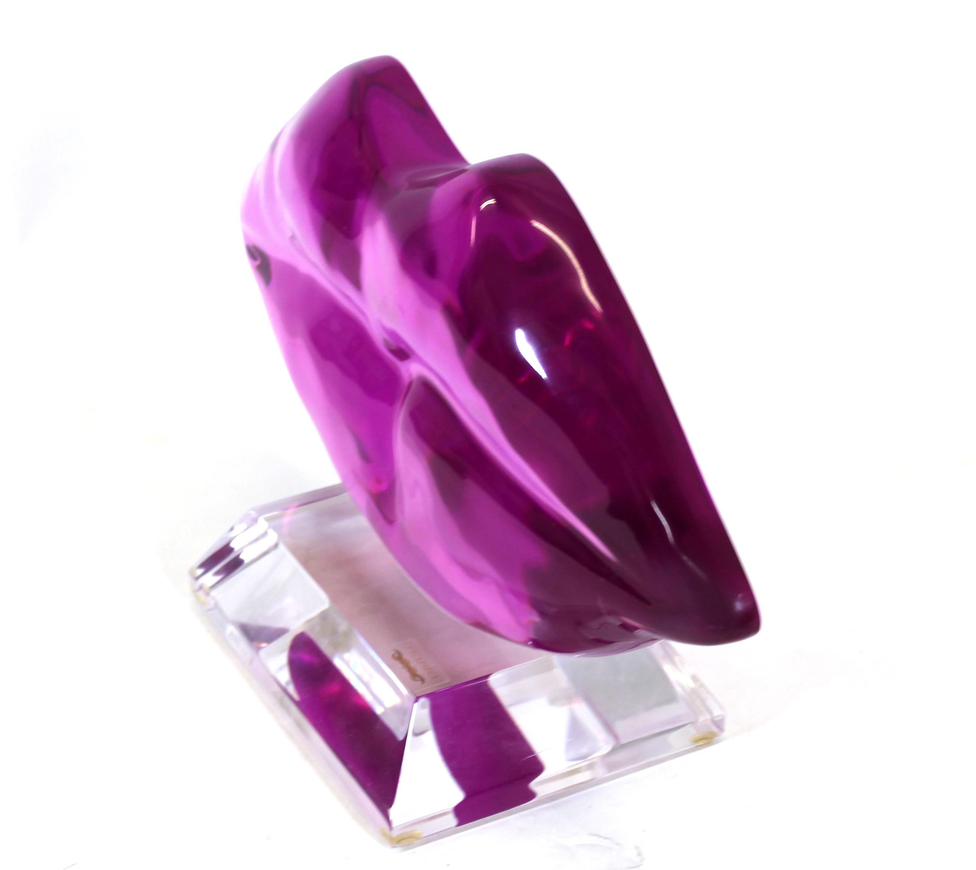 Late 20th Century Shlomi Haziza Modern Lucite Sculpture of Fuchsia Lips