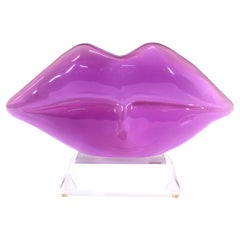 Shlomi Haziza Modern Lucite Sculpture of Fuchsia Lips