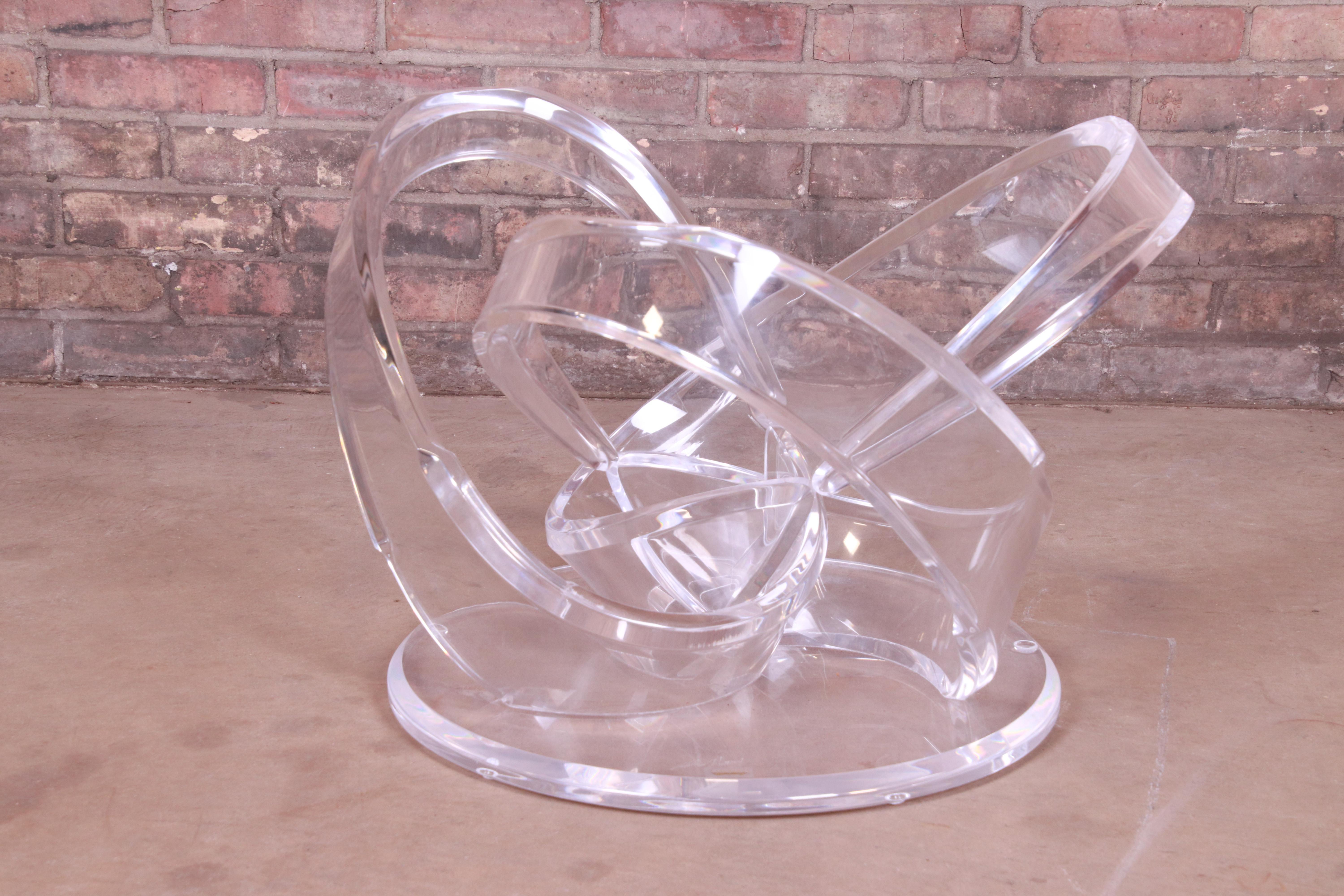 Table à cocktail sculpturale moderne en verre et Lucite de Shlomi Haziza, des années 1980 en vente 4