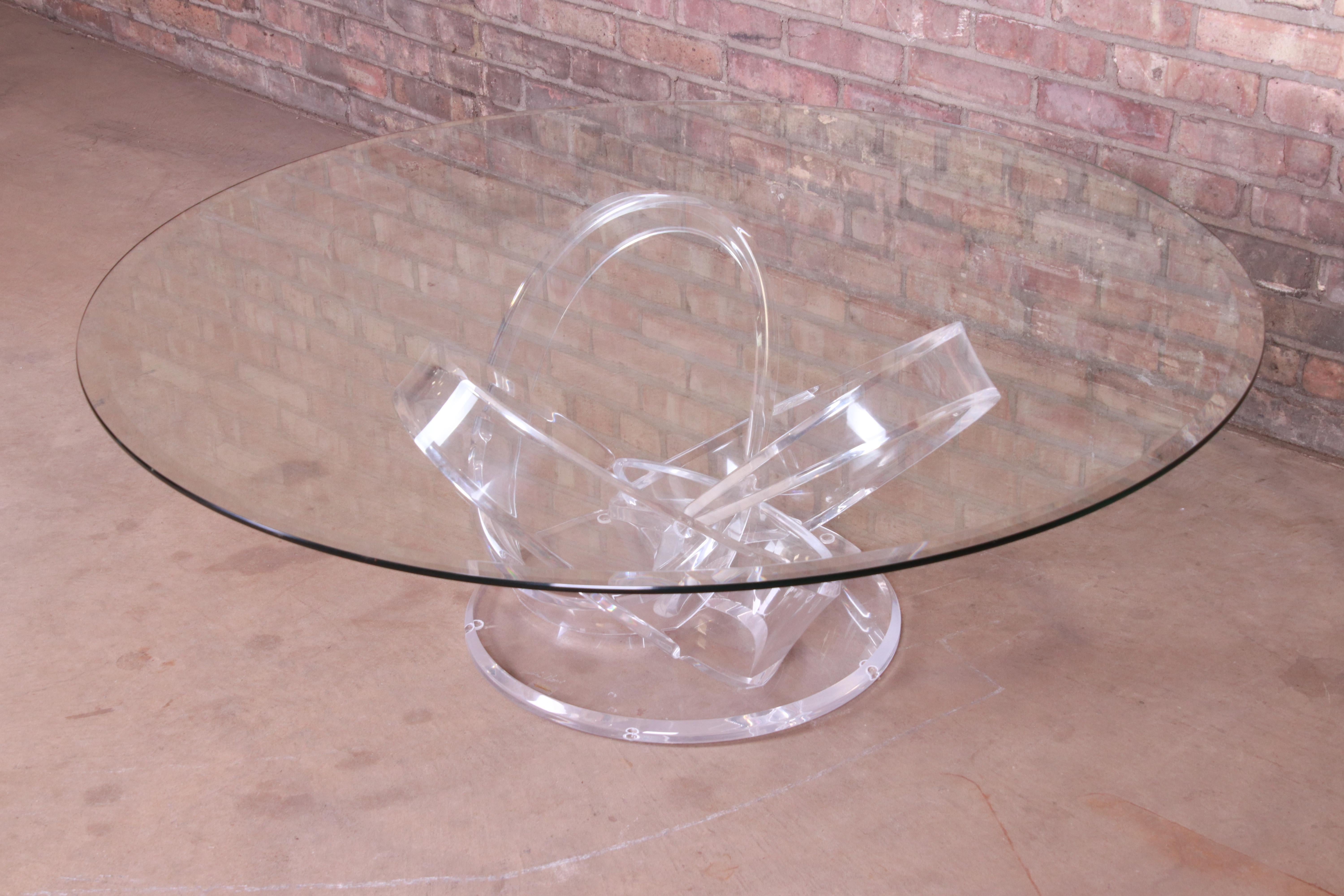 Shlomi Haziza Modern Sculptural Lucite and Glass Cocktail Table, 1980s In Good Condition For Sale In South Bend, IN