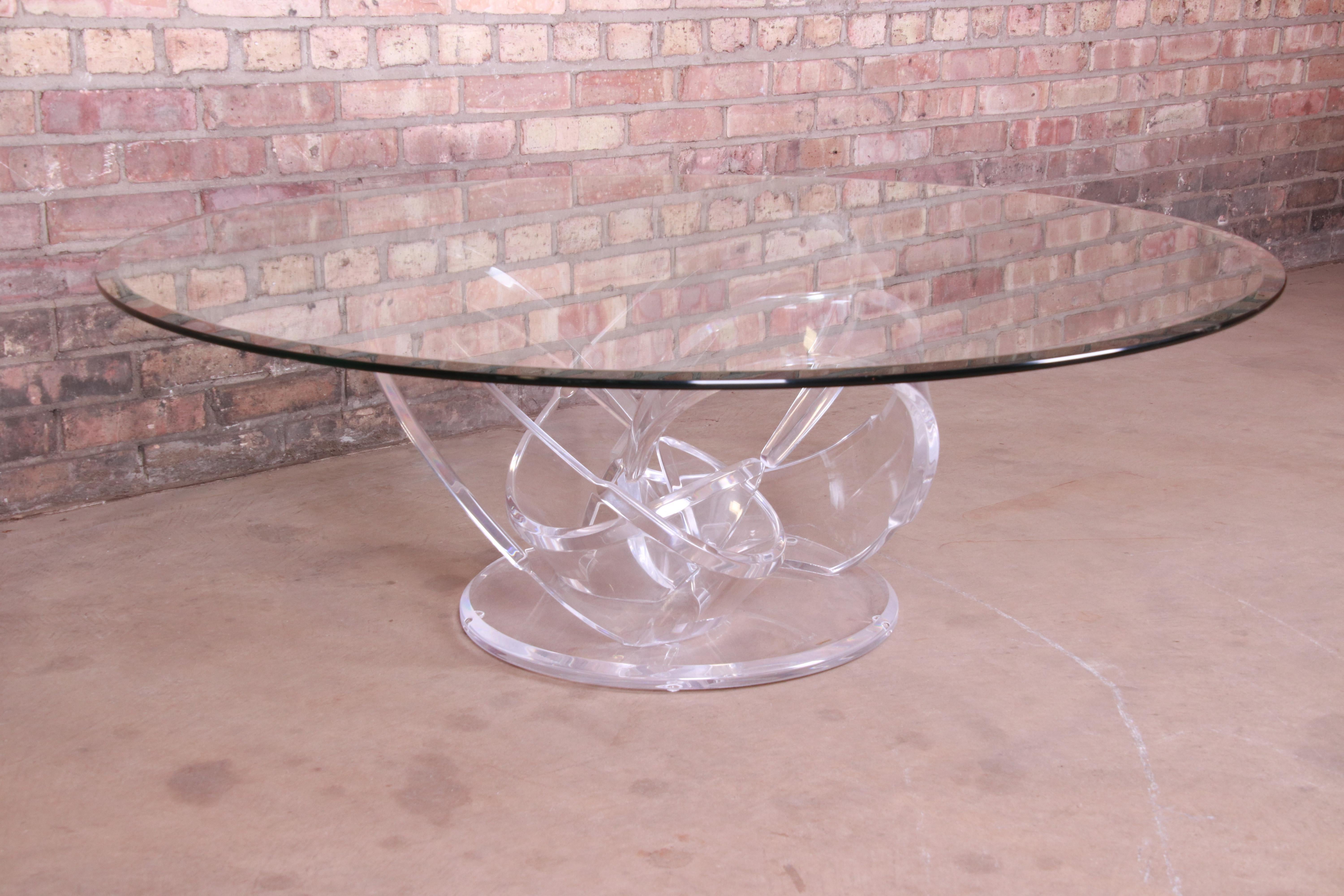 Shlomi Haziza Modern Sculptural Lucite and Glass Cocktail Table, 1980s For Sale 4