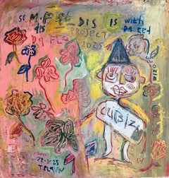 The Flower is the project - abstract vs figurative painting, 95X95 cm