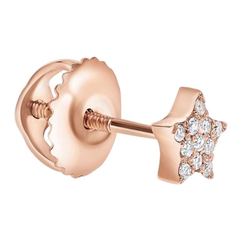 0.04 Carat Diamond Single Mini Star Earring in 14 Karat Rose Gold -Shlomit Rogel For Sale