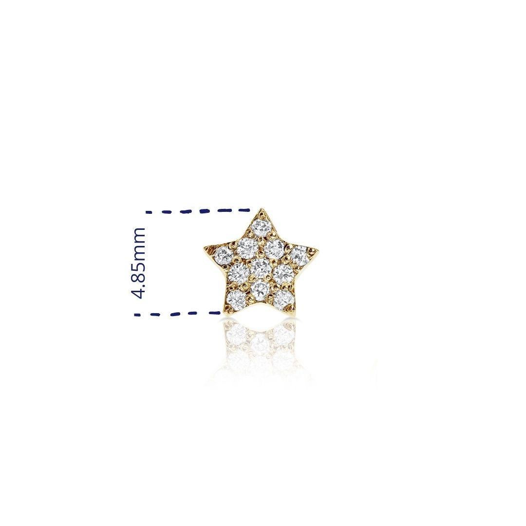 Women's 0.04 Carat Diamond Single Mini Star Earring in 14K Yellow Gold - Shlomit Rogel For Sale
