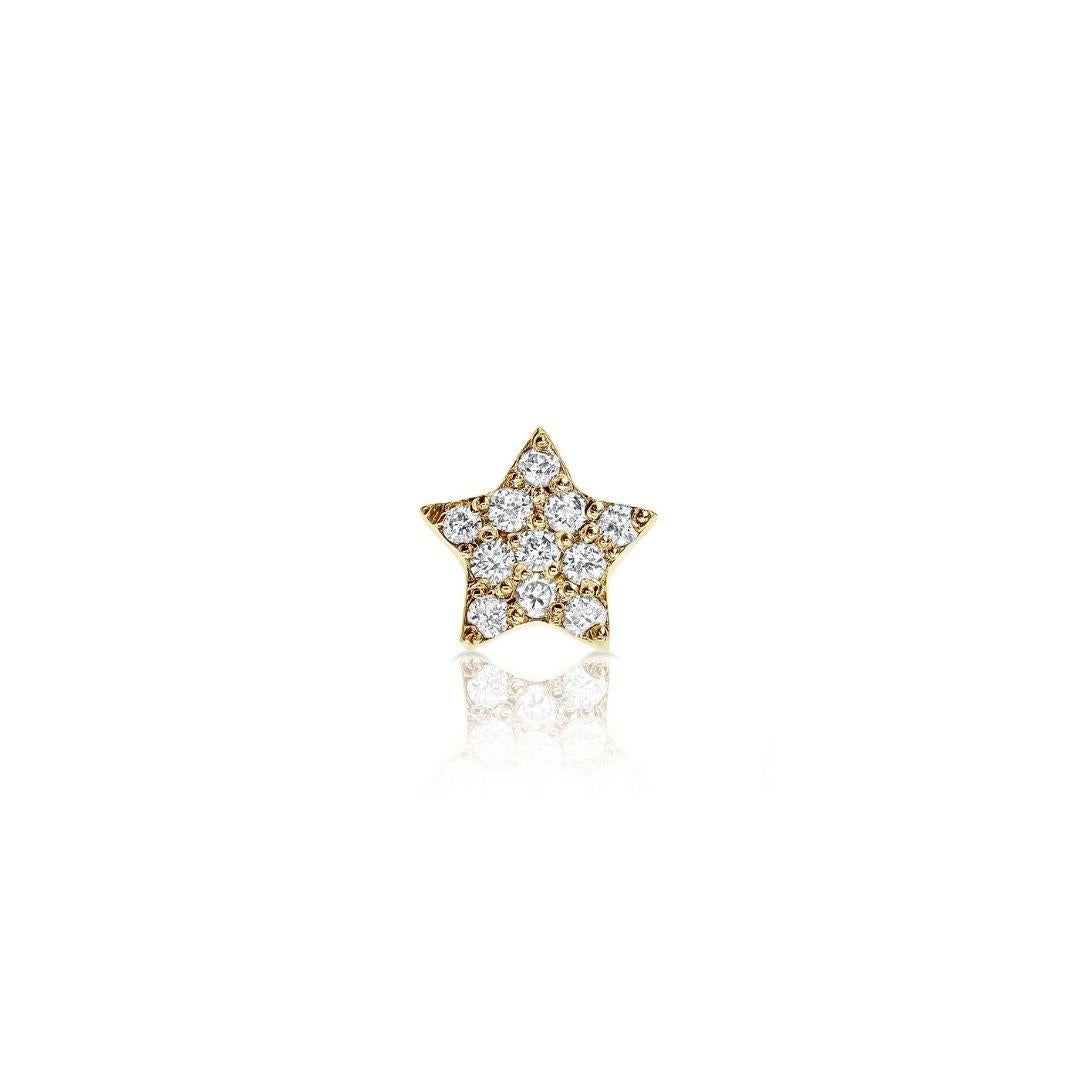 0.04 Carat Diamond Single Mini Star Earring in 14K Yellow Gold - Shlomit Rogel For Sale 1