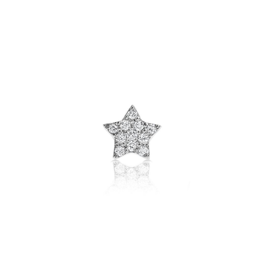 Shlomit Rogel, boucles d'oreilles étoile uniques en or 14 carats et diamants 0,04 carat Neuf - En vente à Ramatgan, IL