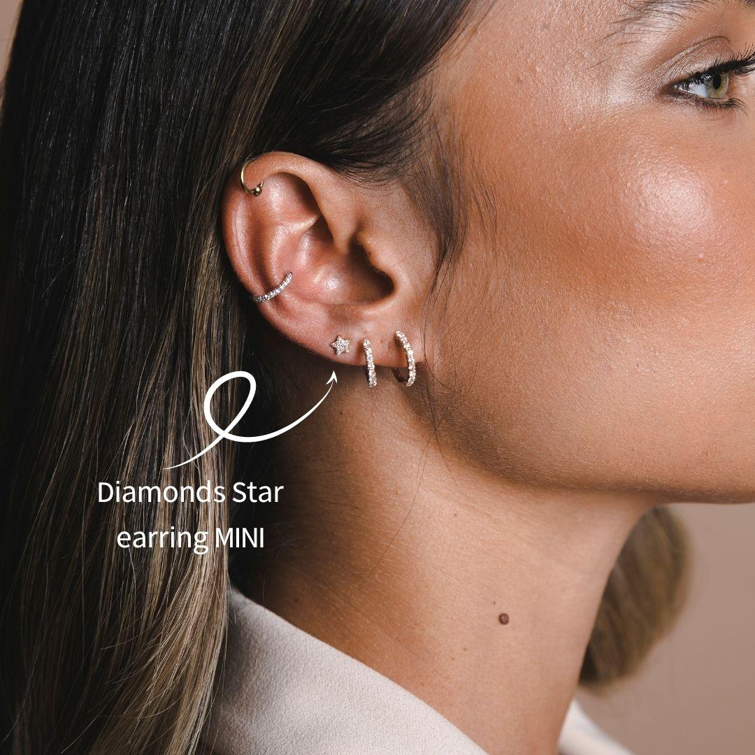 Women's 0.08 Carat Diamonds Mini Star Stud Earrings in 14 Karat Rose Gold -Shlomit Rogel For Sale