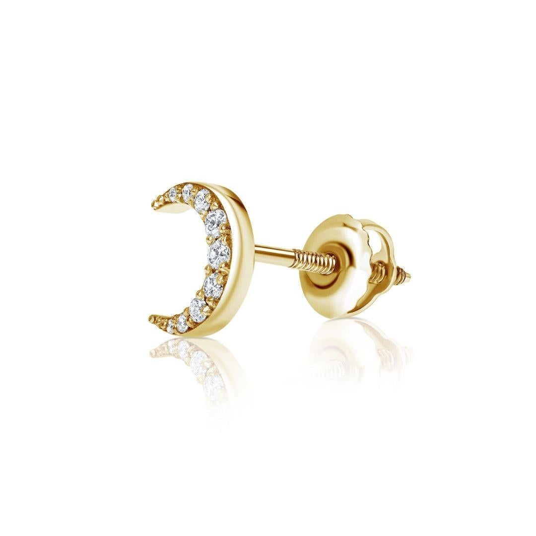 0.06 Carat Diamond Single Moon Earring in 14 Karat White Gold - Shlomit Rogel In New Condition For Sale In Ramatgan, IL