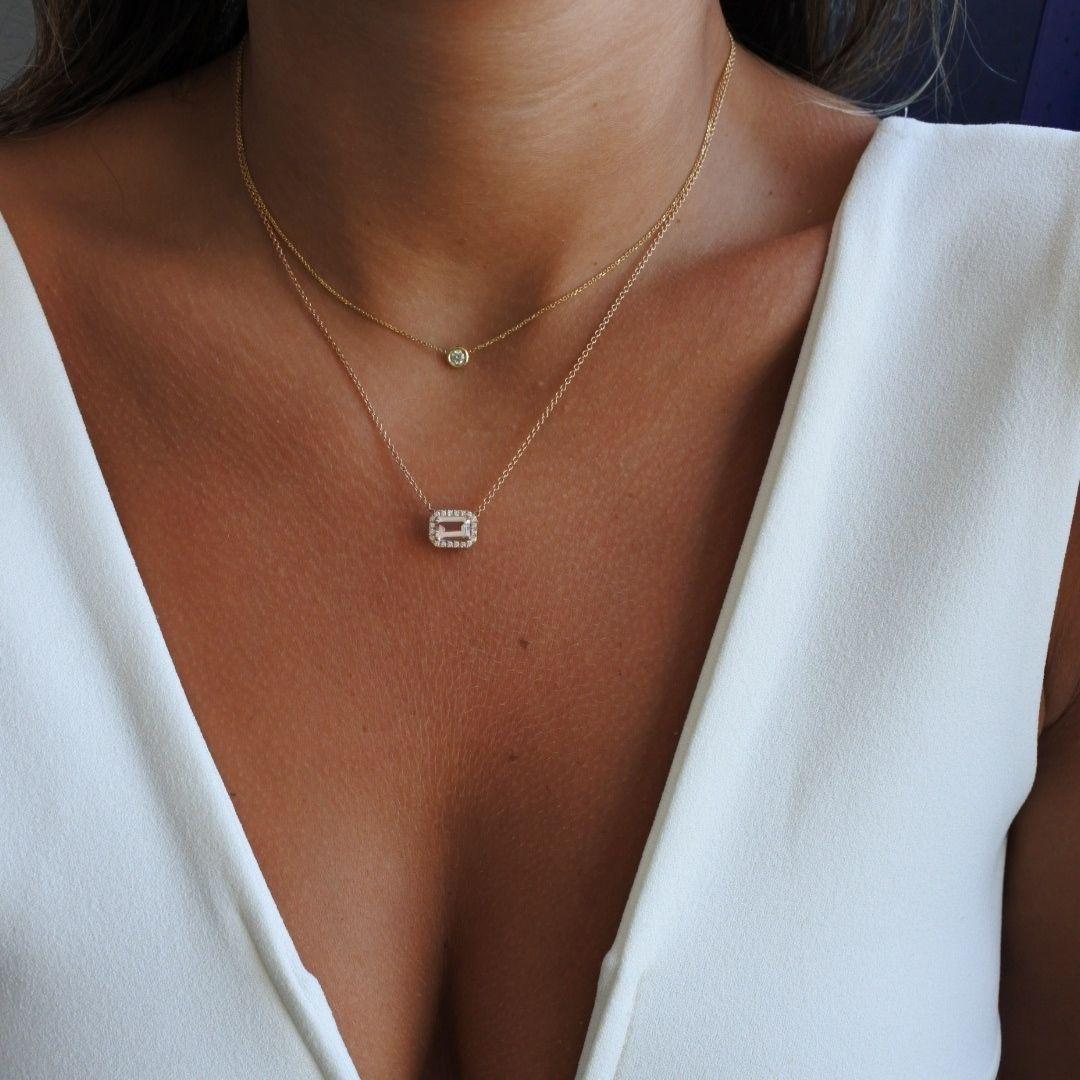 Women's 0.10 Carat Choker Diamond Necklace 14 Karat Yellow Gold - Shlomit Rogel For Sale