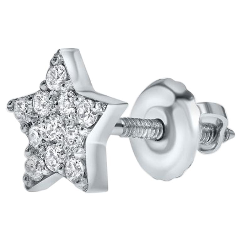 0.11 Carat Diamonds Single Midi Star Earring in 14 Karat Gold - Shlomit Rogel For Sale