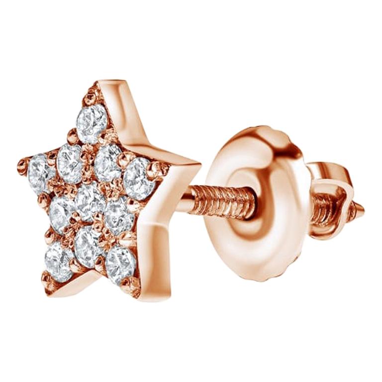 0,11 Karat Diamanten Einzigartiger Midi-Stern-Ohrring aus 14 Karat Roségold Shlomit Rogel im Angebot