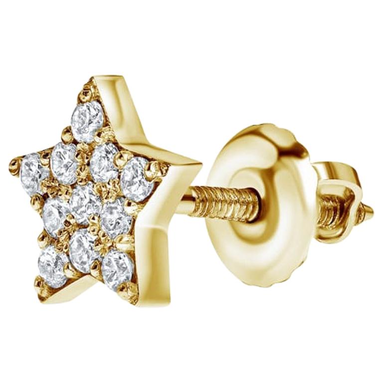 Shlomit Rogel, boucles d'oreilles étoile midi unique en or 14 carats et diamants 0,11 carat