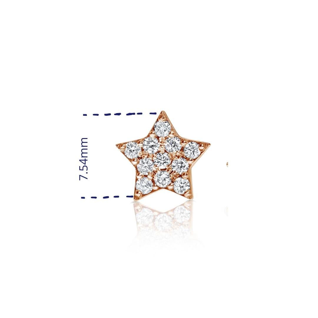 0,11 Karat Diamanten Einzigartiger Midi-Stern-Ohrring aus 14 Karat Roségold Shlomit Rogel (Rundschliff) im Angebot