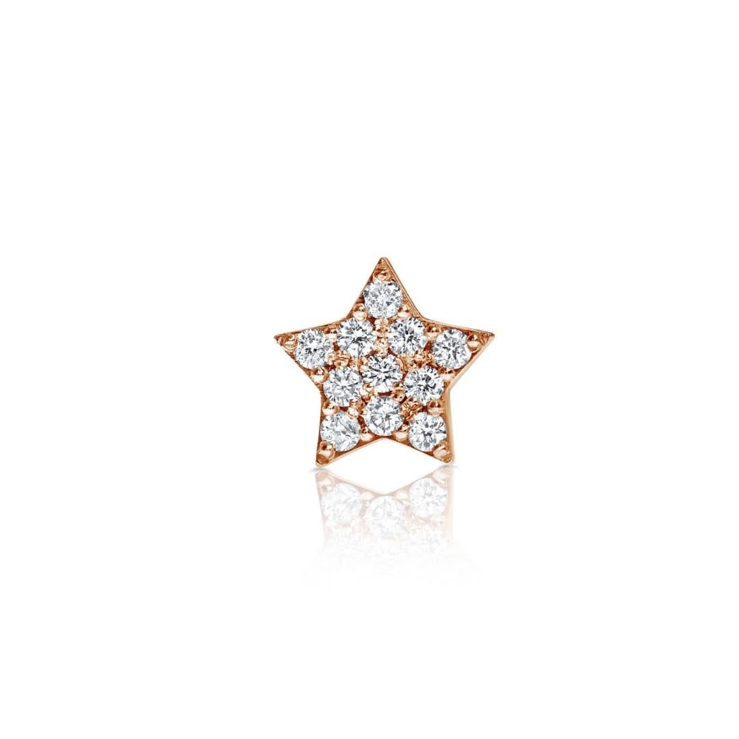 0,11 Karat Diamanten Einzigartiger Midi-Stern-Ohrring aus 14 Karat Roségold Shlomit Rogel im Zustand „Neu“ im Angebot in Ramatgan, IL