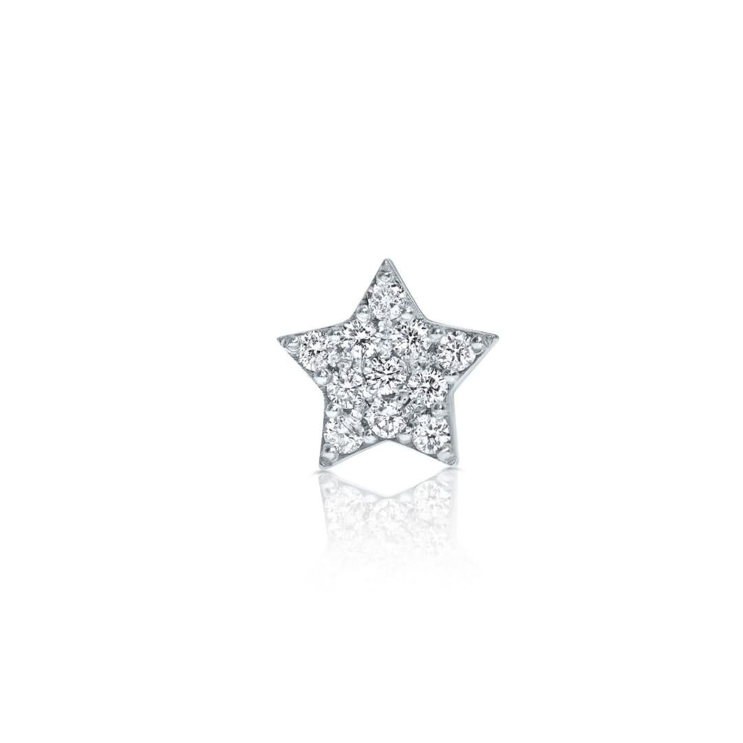 Round Cut 0.11 Carat Diamonds Single Midi Star Earring in 14 Karat Gold - Shlomit Rogel For Sale