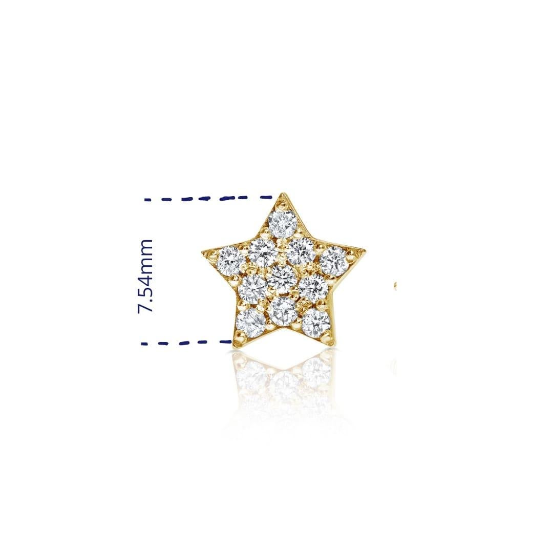 Art Deco 0.11 Carat Diamonds Single Midi Star Earring in 14 Karat Gold - Shlomit Rogel For Sale