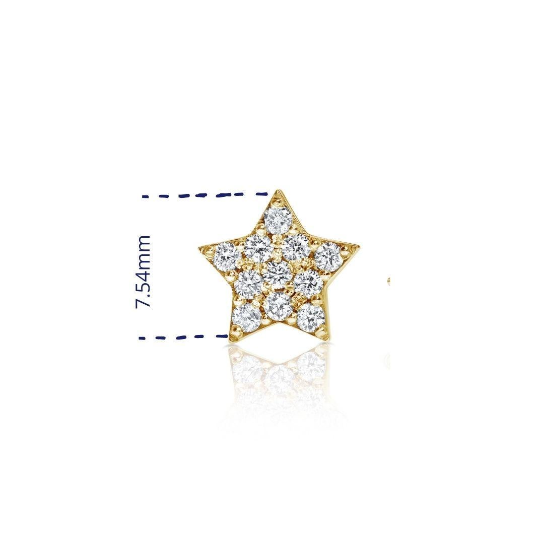 0.17 Carat Diamond Star & Moon Mismatched Stud Earrings 14K Gold - Shlomit Rogel en vente 5