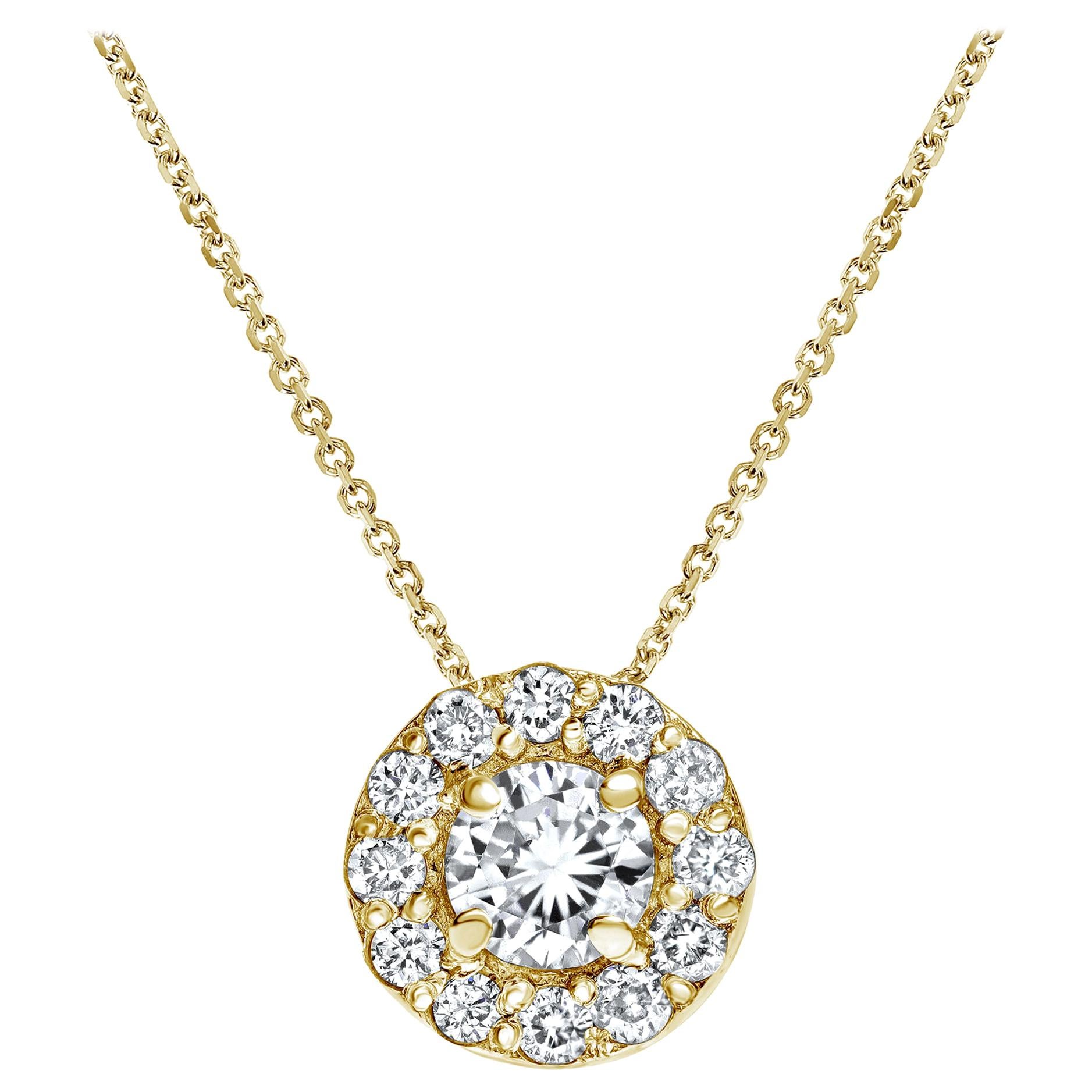 Shlomit Rogel Pendentif halo en or jaune 14 carats avec diamants 0,19 carat