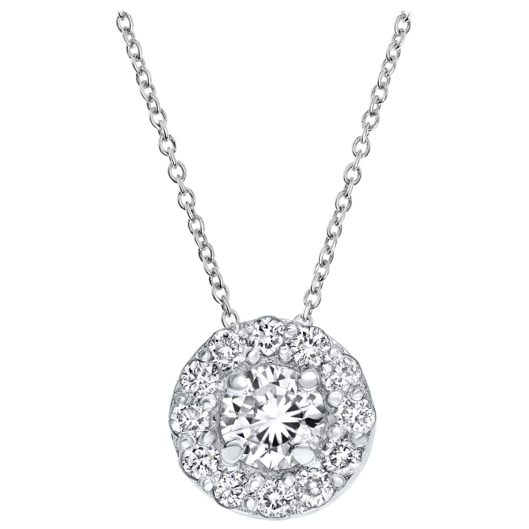 Shlomit Rogel Pendentif en or blanc 14 carats avec mini halo de diamants 0,19 carat