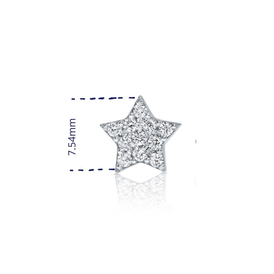 Taille ronde Clous d'oreilles étoile midi en or 14 carats et diamants 0,22 carat - Shlomit Rogel en vente