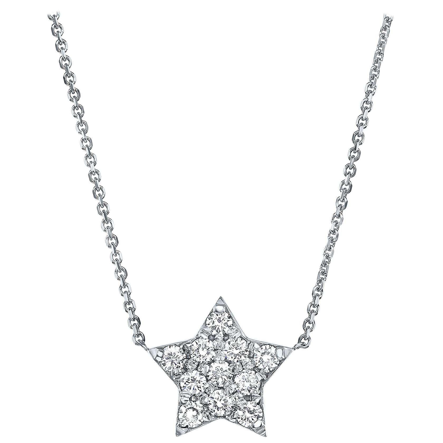 0.27 Carat Diamond Large Star Pendant Necklace in 14 Karat Gold - Shlomit Rogel