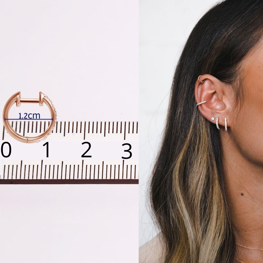 0.27 Carat Lori Diamond Hoop Earrings in 14 Karat Rose Gold - Shlomit Rogel In New Condition For Sale In Ramatgan, IL