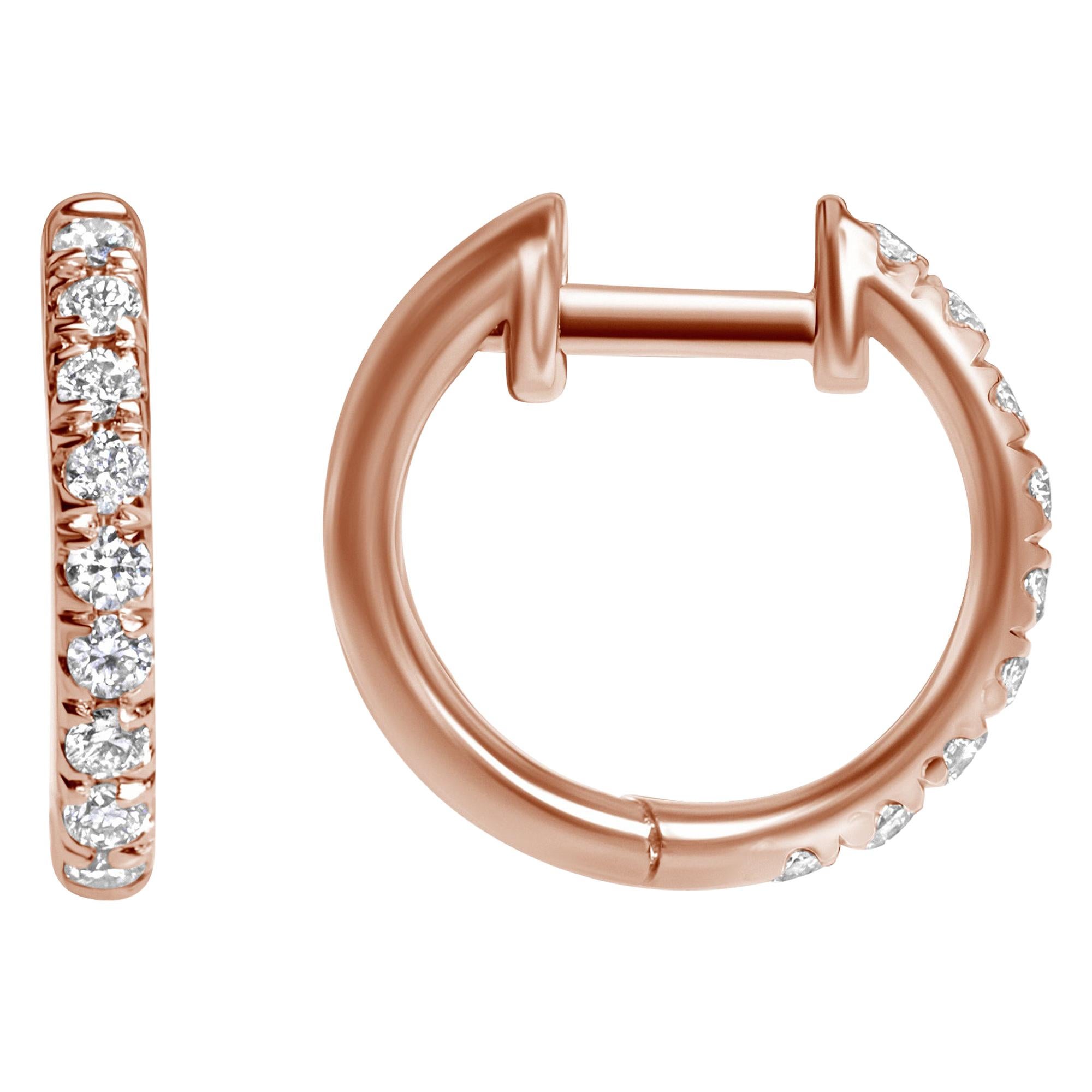 0.27 Carat Lori Diamond Hoop Earrings in 14 Karat Rose Gold - Shlomit Rogel For Sale
