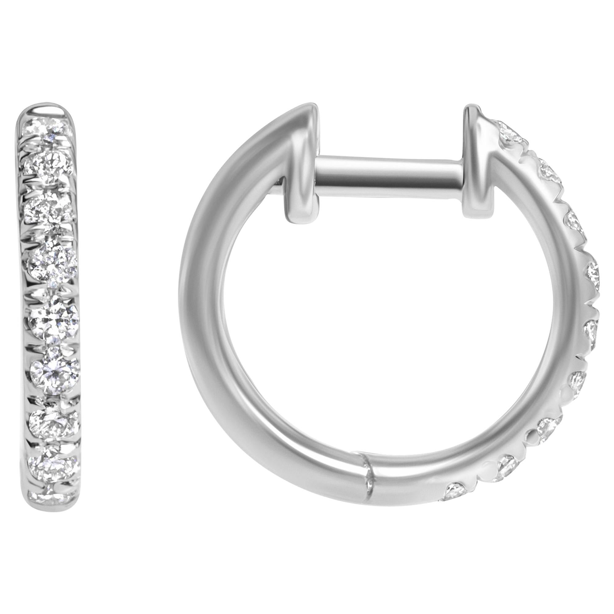 0.27 Carat Lori Diamond Hoop Earrings in 14 Karat White Gold - Shlomit Rogel For Sale