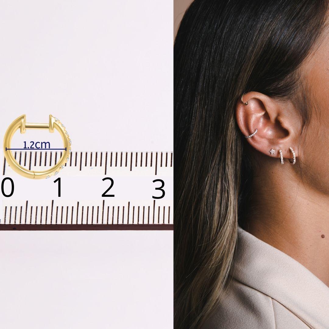 Art Deco 0.27 Carat Lori Diamond Hoop Earrings in 14 Karat Yellow Gold - Shlomit Rogel For Sale