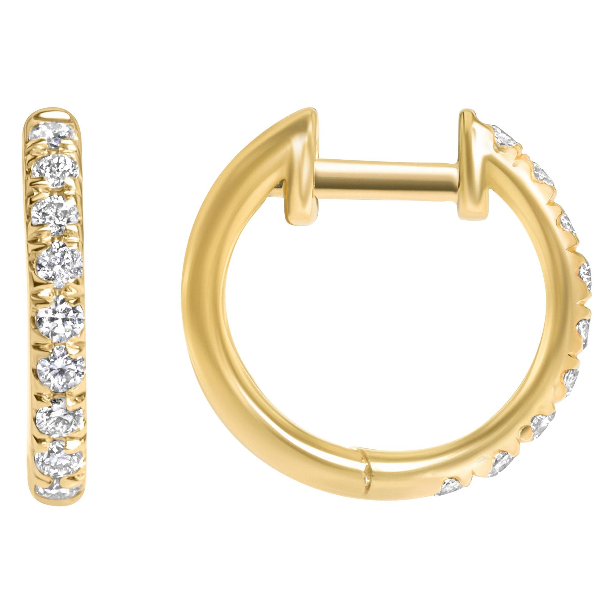 0.27 Carat Lori Diamond Hoop Earrings in 14 Karat Yellow Gold - Shlomit Rogel For Sale